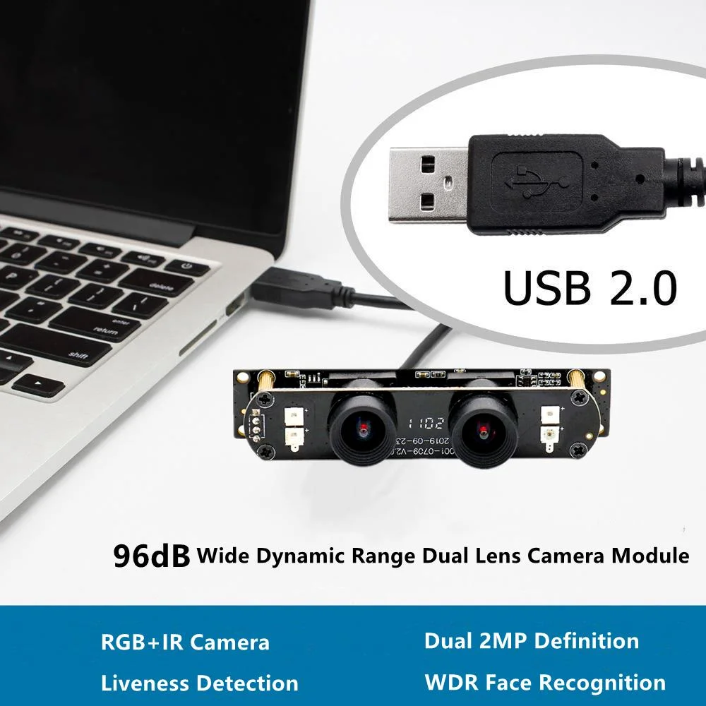 Dual 2 Megapixel WDR Camera Module on Horizontal Rrientation Dual Lens Camera Module