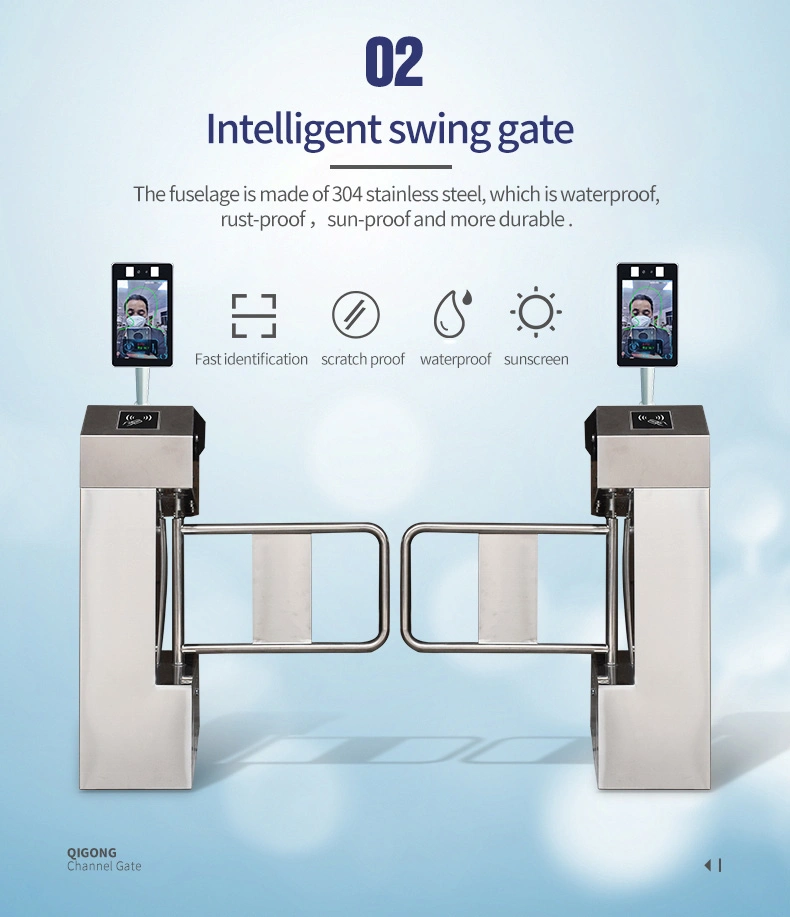 Access Control Infrared Bidirectional Facial Recognition Scanner Automatic Gate Swing Turnstile