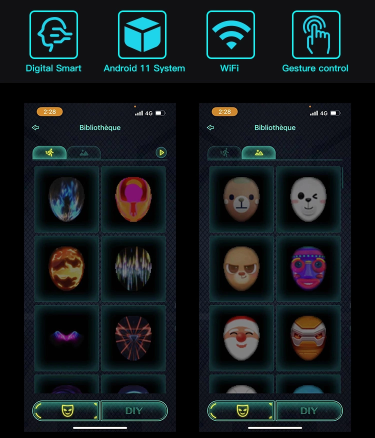 Gesture APP Control Battery Rechargeable Face Changing Facemask