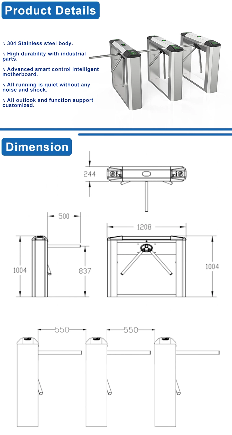 Elegant Design Security Turnstile Automatic Access Control System Tripod Turnstile