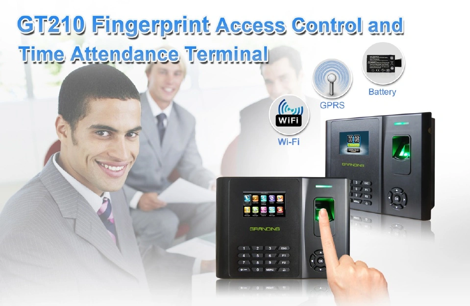 (Model GT210) Built-in Li Battery Biometric Fingerprint Time Attendance and Door Access Control System with Wireless GPRS or WiFi Function