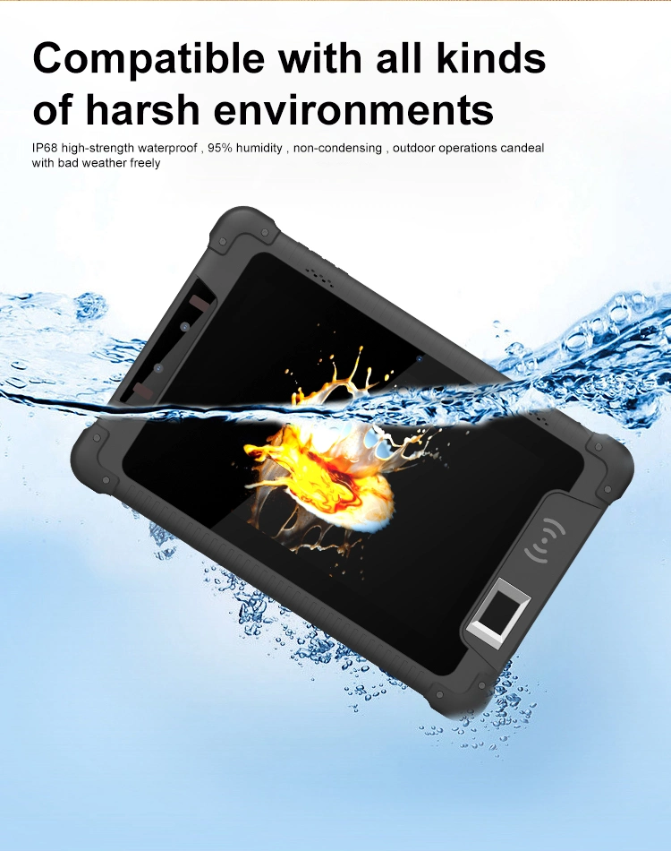 Cheap 8 Inch 4G Rugged Industrial Tab RFID IP65 IP67 Fingerprint NFC Barcode Scanning GPS Rugged Android Tablet