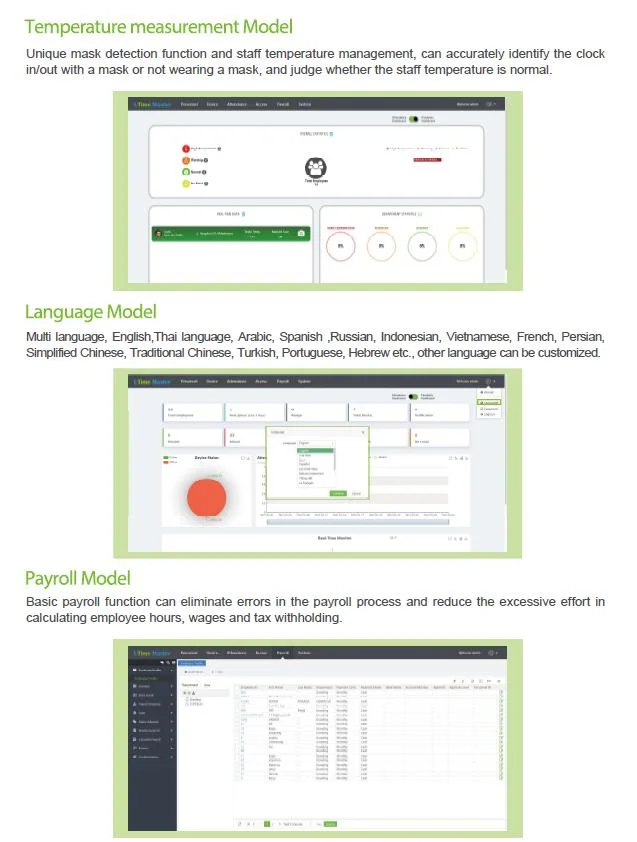 Biotime8.0 Web-Based Attendance Management Software with Remote Workforce Attendance Management and Payroll Function (UTime Master)