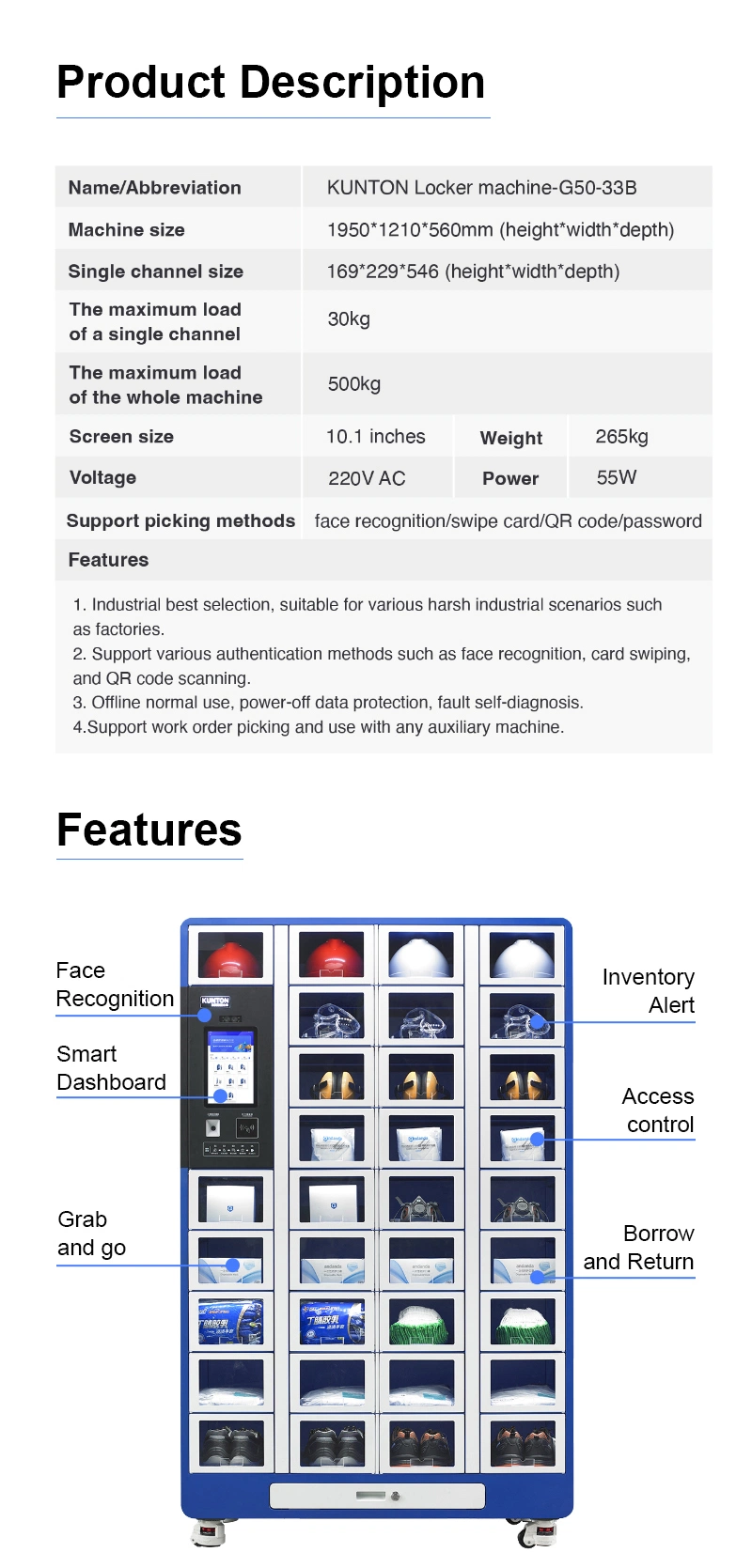 Kunton-Locker Machine-G50-33-Industrial Vending Machine for Mro Management