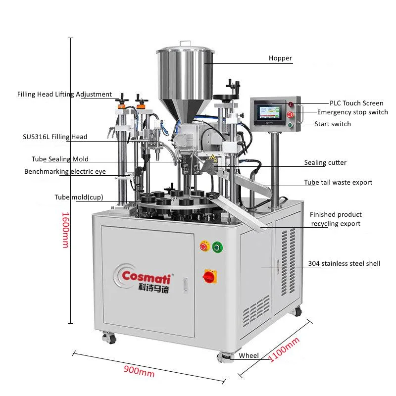 Plastic Tube Filling and Sealing Machine for Toothpaste Cream Facial Cleanser