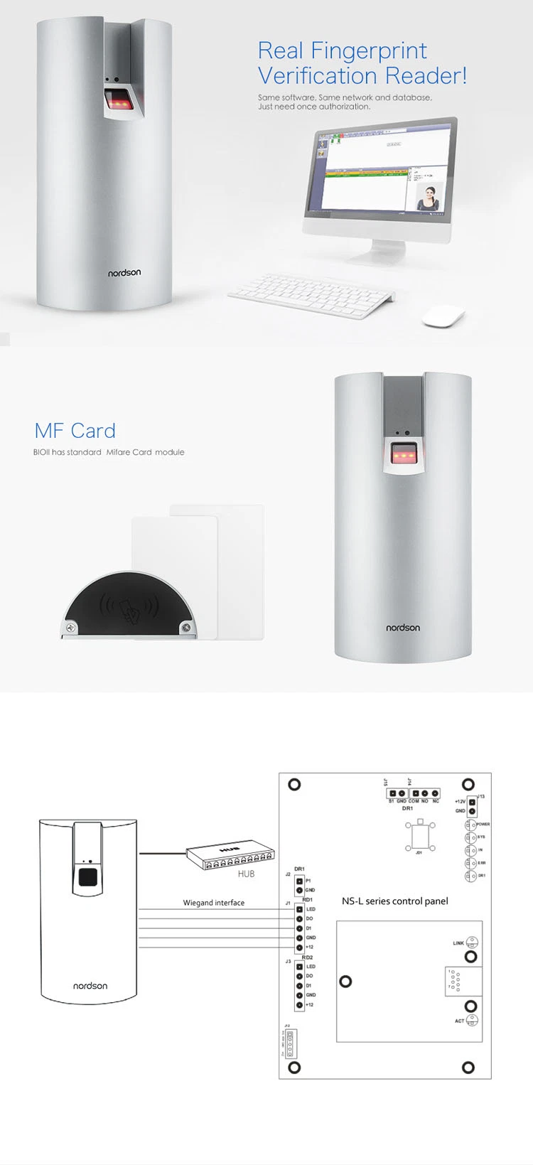 Original Biometric Terminal Fingerprint Scanner and Card Reader with RFID Reader