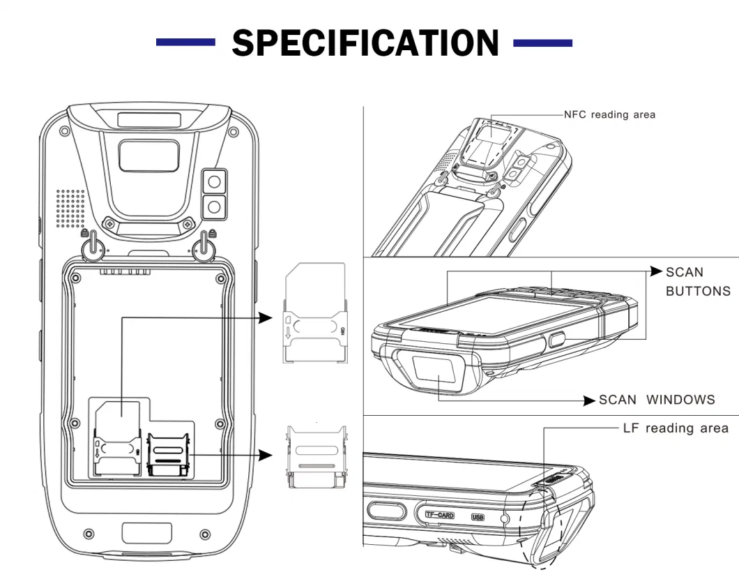 Hand Held Android RFID UHF Reader and Writer Mobile PDA with GSM Barcode Scanner NFC Data Terminal