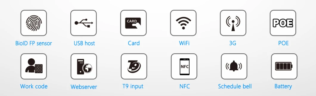 RFID Card Time Attendance Device with Fingerprint Reader and Back up Li Battery