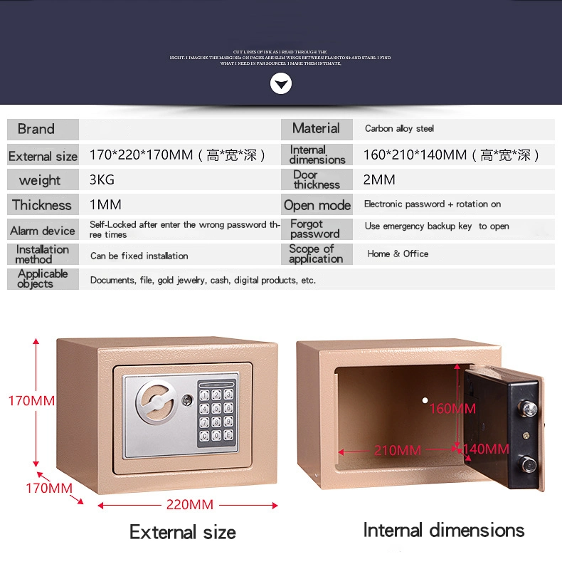 Digital Electronic Office Furniture Key Lcok Cabinet Safe Box