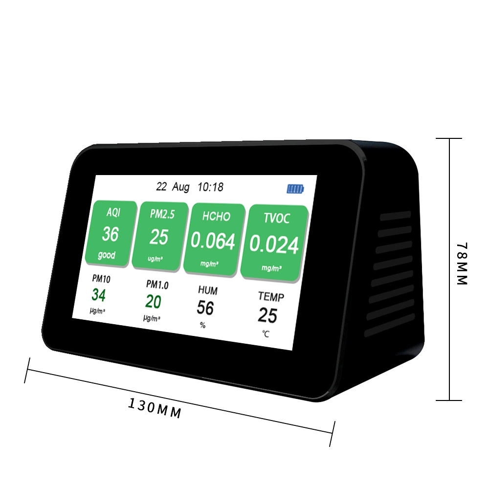 Multifunction LCD Screen 9 in 1 Air Quality Monitor Sensor Tvoc Pm25 Temperature Humidity Measuring Device