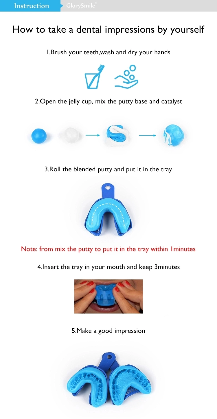 Silicon Impression Hand Mix Putty/Catalyst/Mouth Tray Custom for Denture Impression Kits