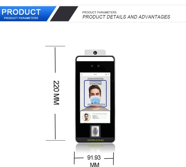 Fever Detection Dynamic Speed Face Facial Access Control with Masked Detection (FacePro1-TD)