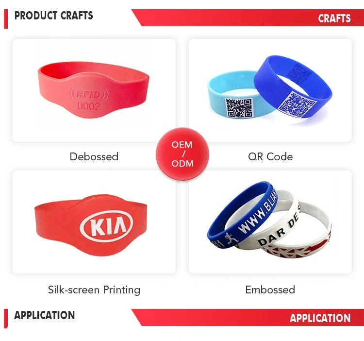 Adjustable Passive RFID Wristband Price Silicone Wristband / Bracelet NFC Tag Waterproof Smart RFID Band 13.56MHz Read and Write