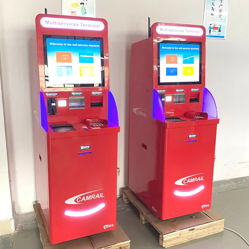 OEM ID SIM Card Ticket Lottery Vending Machine with Metal Keyboard Qr Passport Scanner