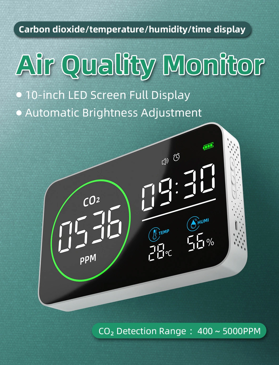 220V Direct Plug in CO2 Detector LED Screen Temperature Display Instrument CO2 Sensor Indoor CO2 Measuring Instrument