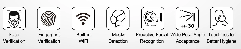 Visible Light Face Recognition Fingerprint Palm Time Recorder Attendance with Qr Code