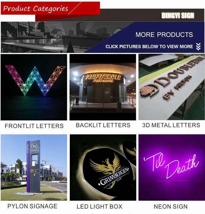 Outdoor Plastic Advertising Acrylic LED Face Luminous Letters Logo Signs