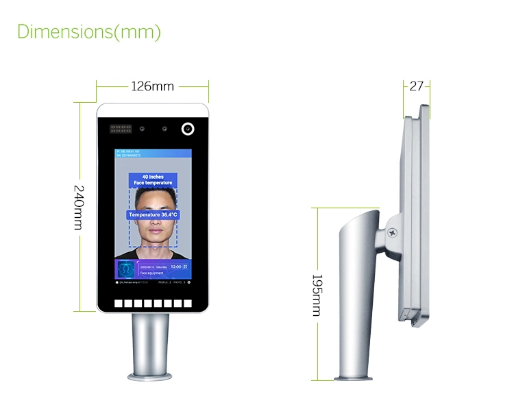 Smart Face Recognition Temperature Measurement Access System Attendance All-in-One Machine