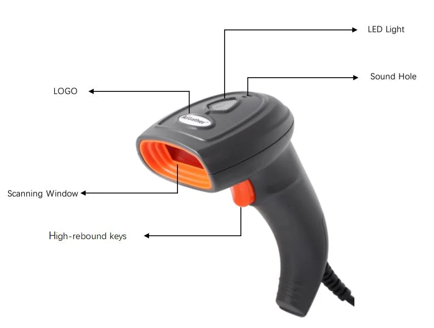 Aigather High Quality Factory Laser Barcode Scanner RS232 Handheld RFID Reader