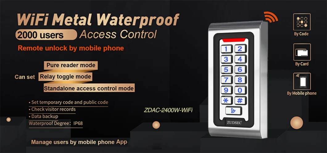 Metal Waterproof Fingerprint Biometric Door Access Control