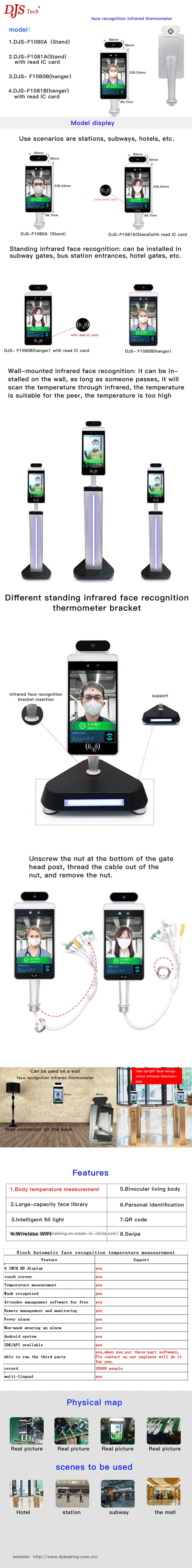 Ai Infrared Imaging Thermal Camera Face Recognition Body Skin Temperature Measurement Thermometer Device Check Signage Machine