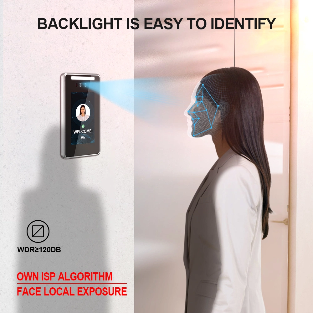 LED Light Time Attendance Building Door Access Control Face Recognition Terminal