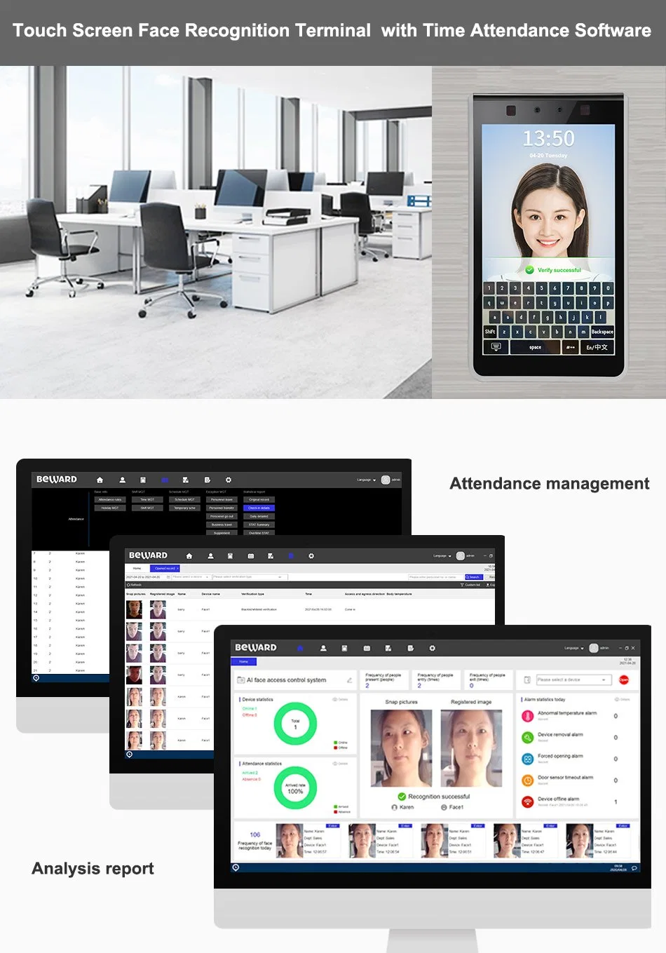 Manufacturer Face Recognition Access Control Time Attendance Biometric Fingerprint Facial Recognition Terminal