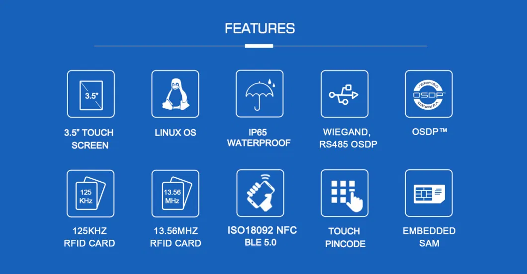 Smart Reader with RS485 Osdp WiFi NFC BLE Bluetooth Low Energy RFID Reader