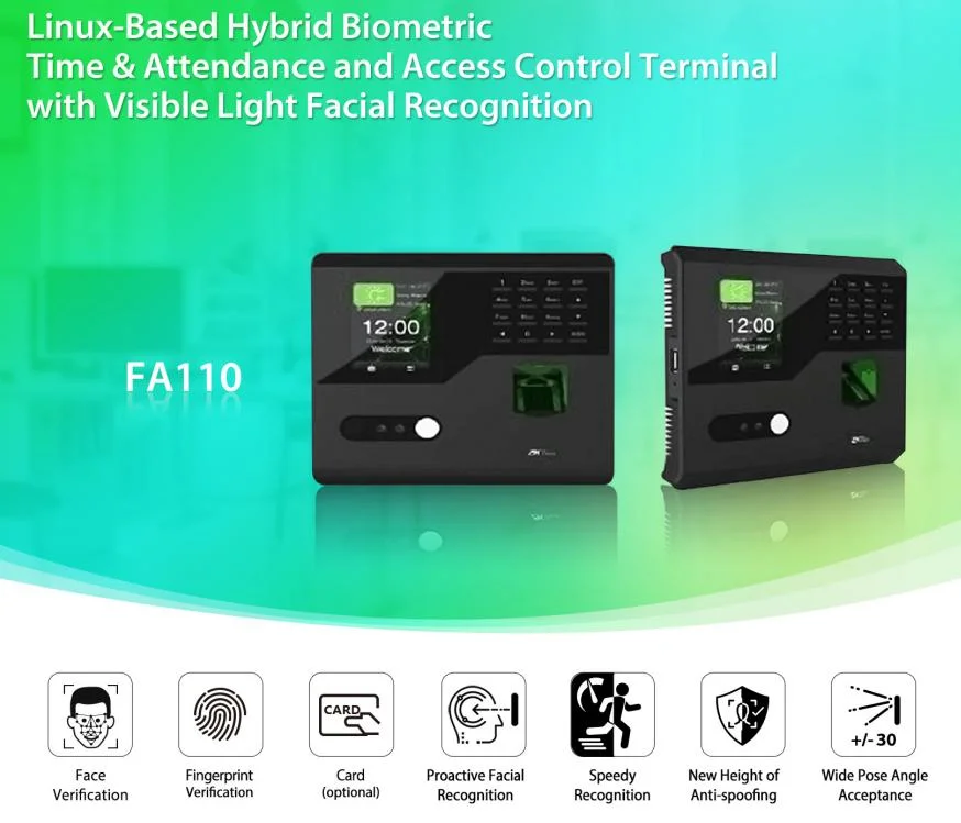 Hybrid Biometric Machine Time Attendance &amp; Access Control Face Recognition Device