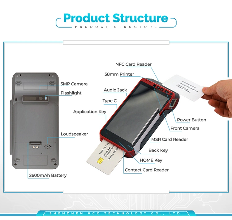 Handheld POS Barcode Scanner RFID Fingerprint Reader with Printer 4G POS Terminal (Z100)