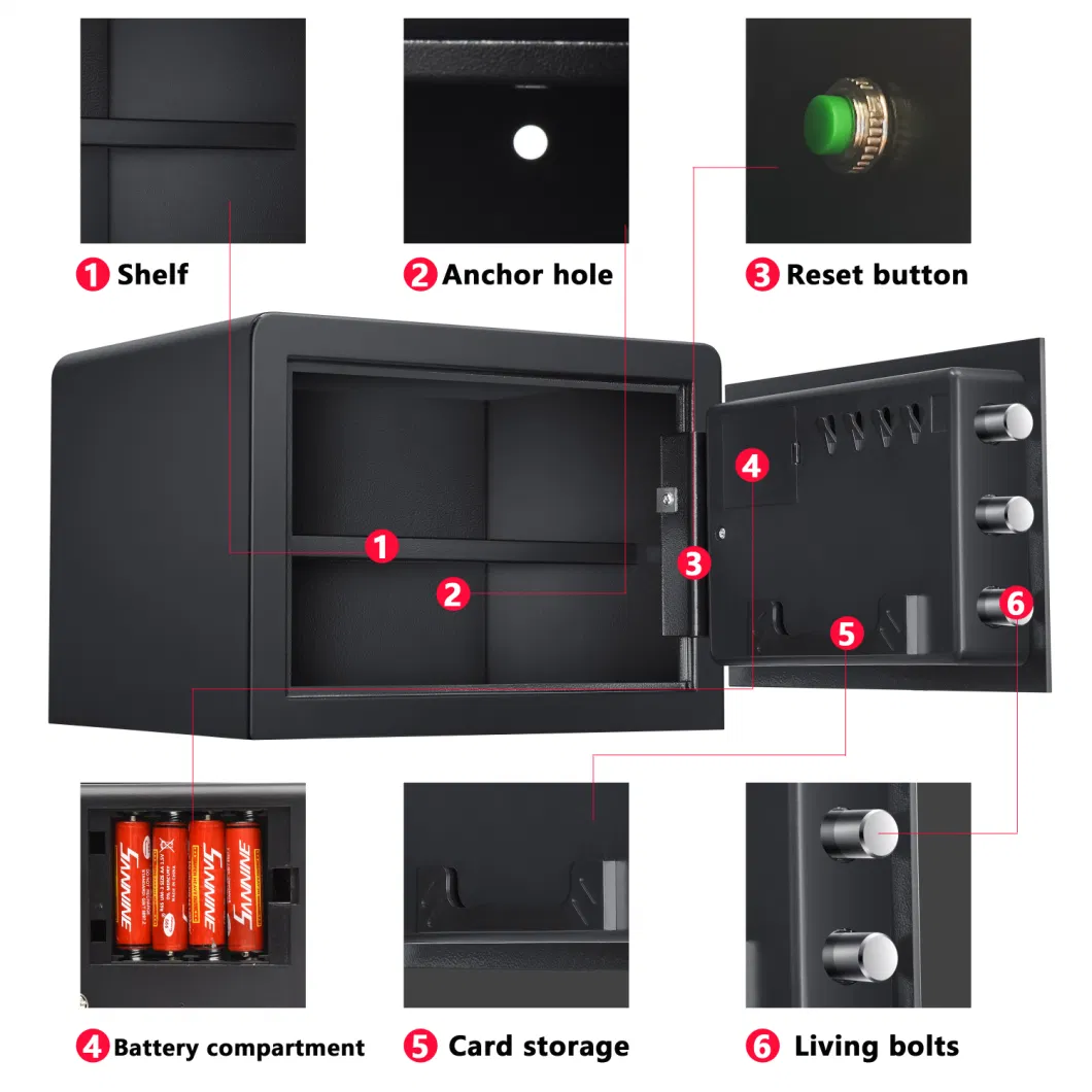 Biometric Fingerprint Digital LED Display Valuable Storage Home Safe