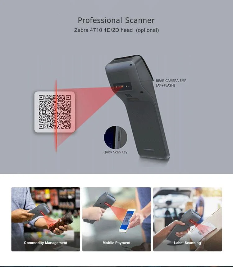 6 Inch 2g 16g Android 10.0 Mobile Payment POS Terminal with 2D Scanner Fingerprint Reader Thermal Printer Support Loyverse (HCC-Z300)