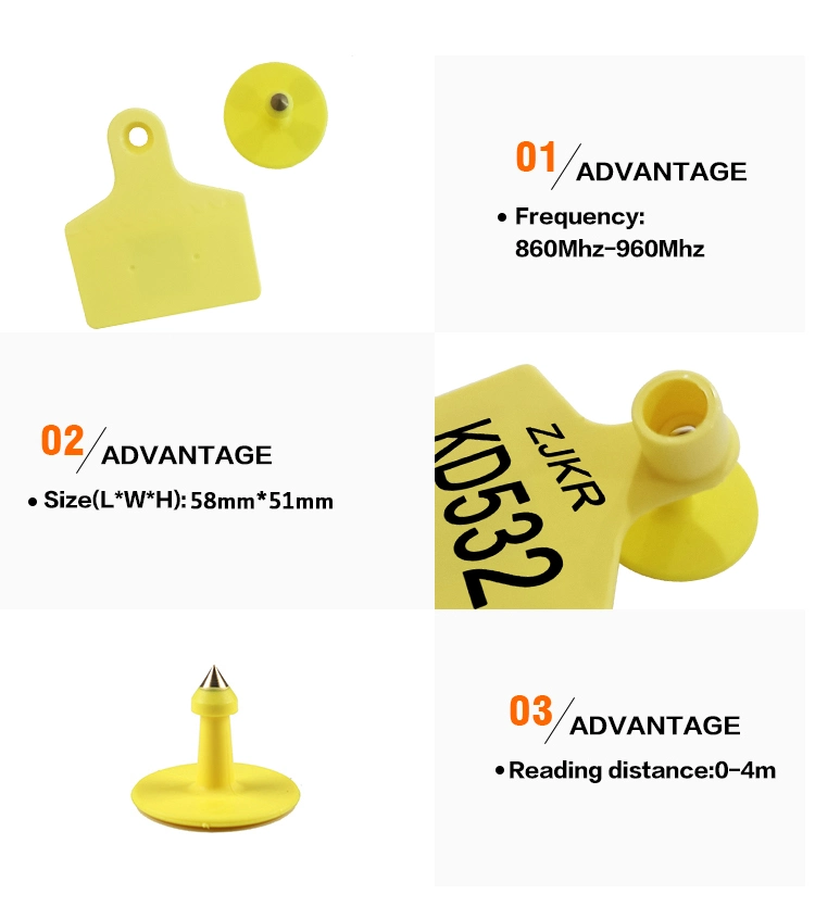 Good Quality 0-4m Reading Distance Animal&prime;s Electronic RFID Icar Ear Tag UHF