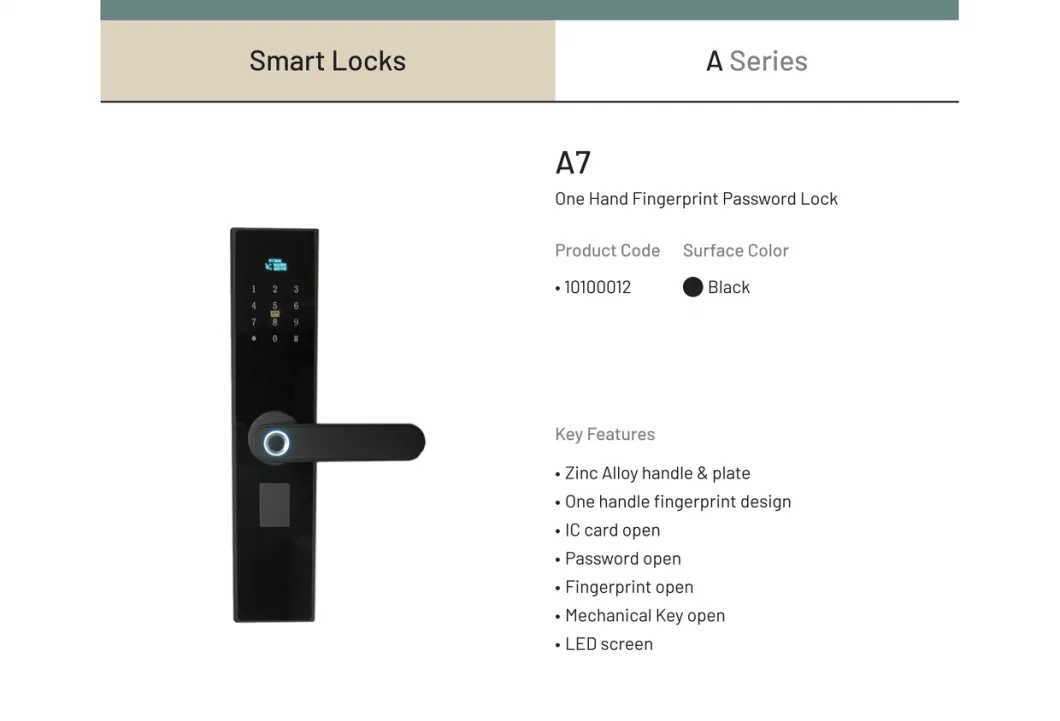 One Hand Smart Intelligent Lock IC Card Password Fingerprint Mechanical LED Screen