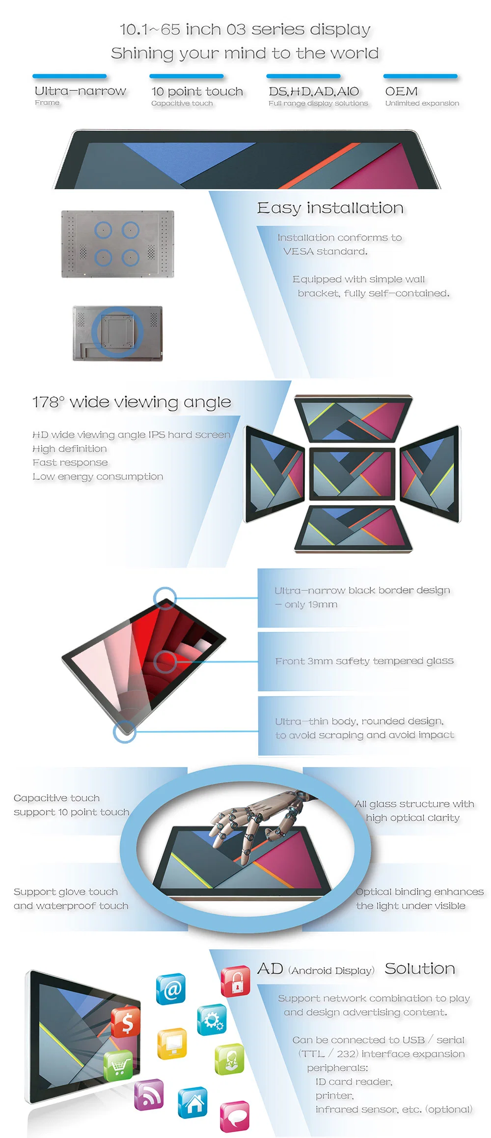 10 Inch Desk Top LCD Digital Signage Facial Recognition Interactive Display