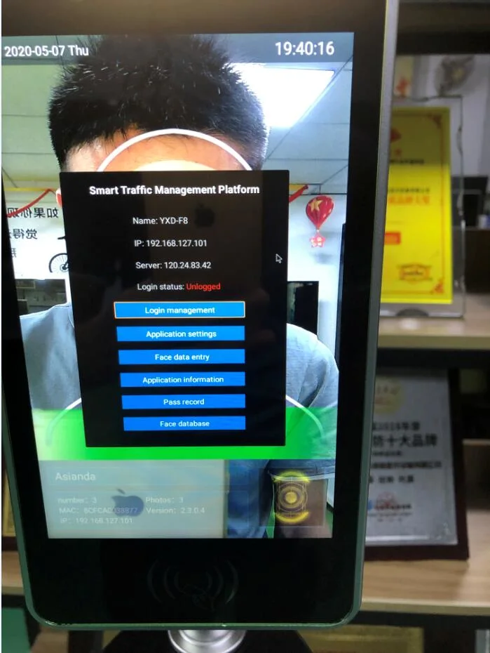 8 Inch Temperature Thermometer Kiosk for Facial Recognition Access Control System Qr Code Scanner