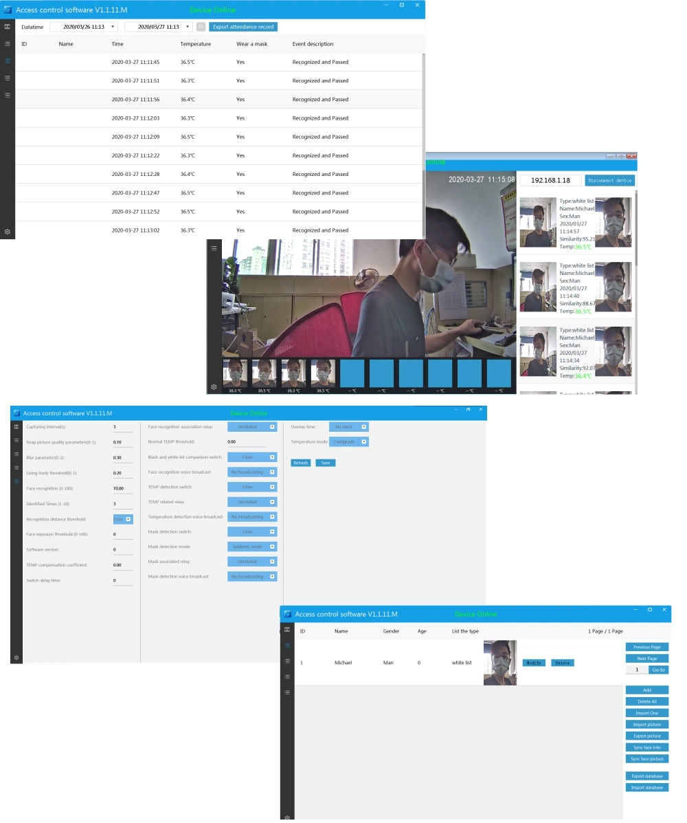 Human Body Temperature Measurement &amp; Face Recognition Access Control IP Camera