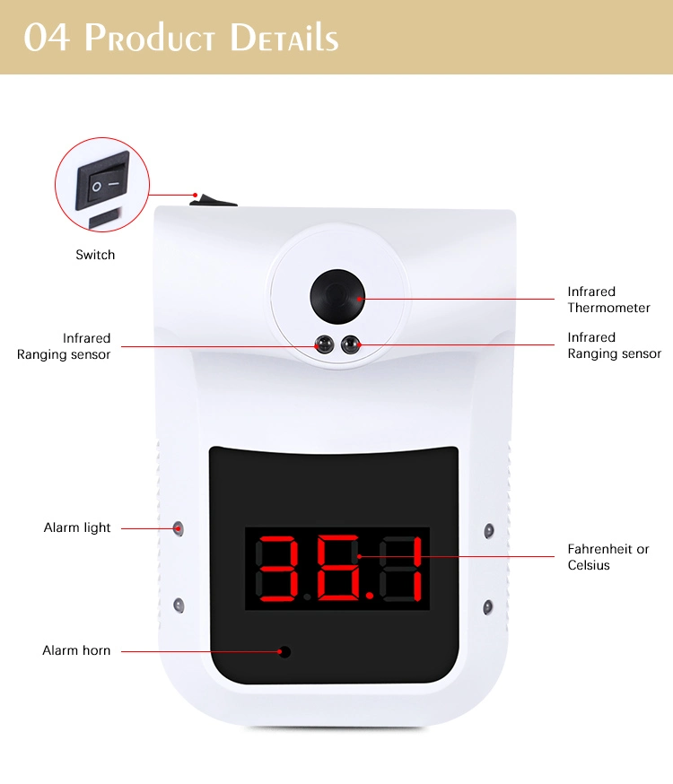 Access Control Gate Systems Human Body Temperature Sensor Detection Infrared Thermometer Face Recognition Device