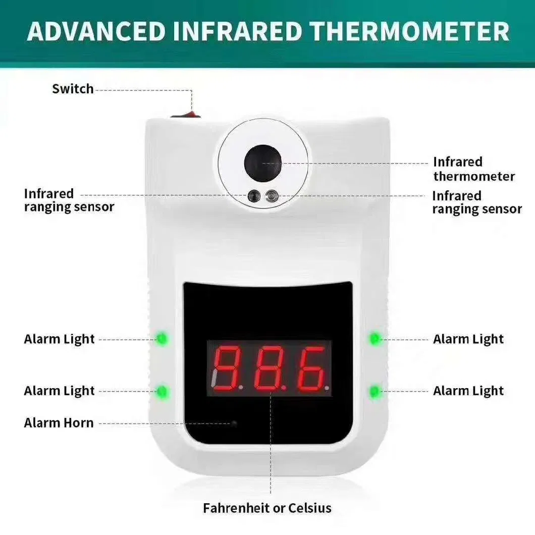 Access Control Gate Systems Human Body Temperature Sensor Detection Infrared Thermometer Face Recognition Device