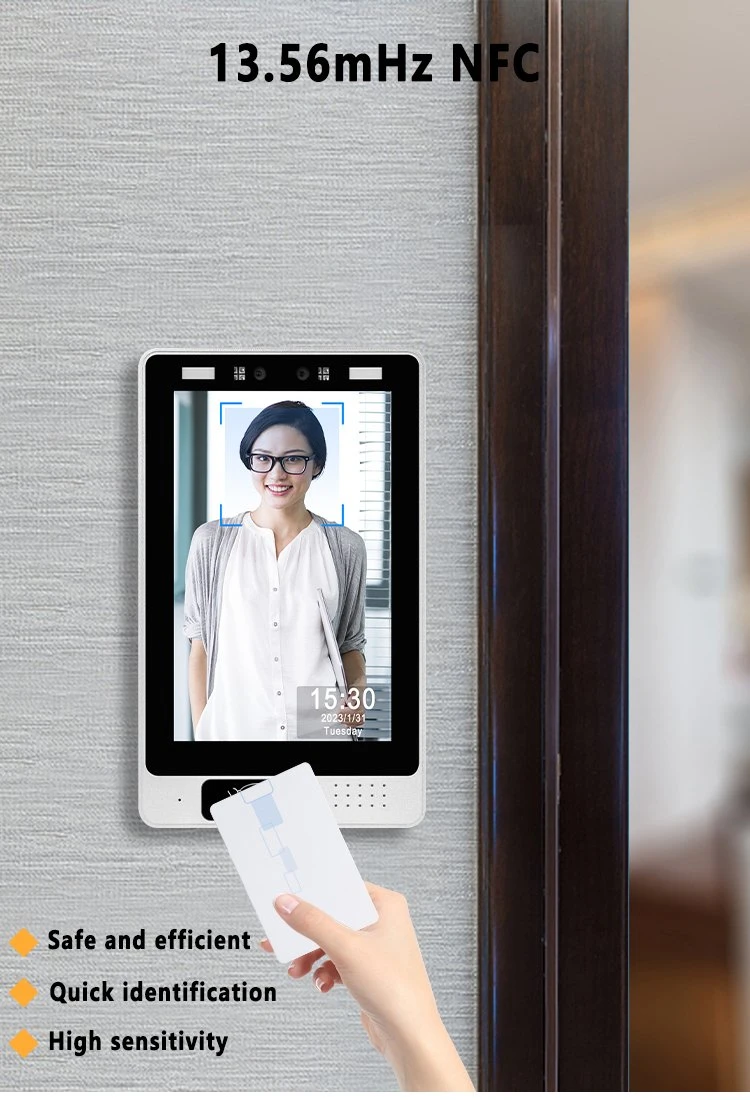 8&prime;&prime; Smart Home Facial Recognition Embedded in Wall Android Touch Screen Monitor with NFC Reader