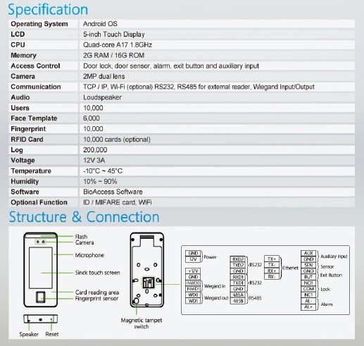 Android Visible Light Facial Recognition Terminal (V5)