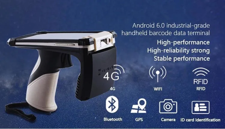 Touch Screen Mobile UHF RFID Passive Tag Reader with Barcode / Qr Scanner/4G/Camera Optional Function