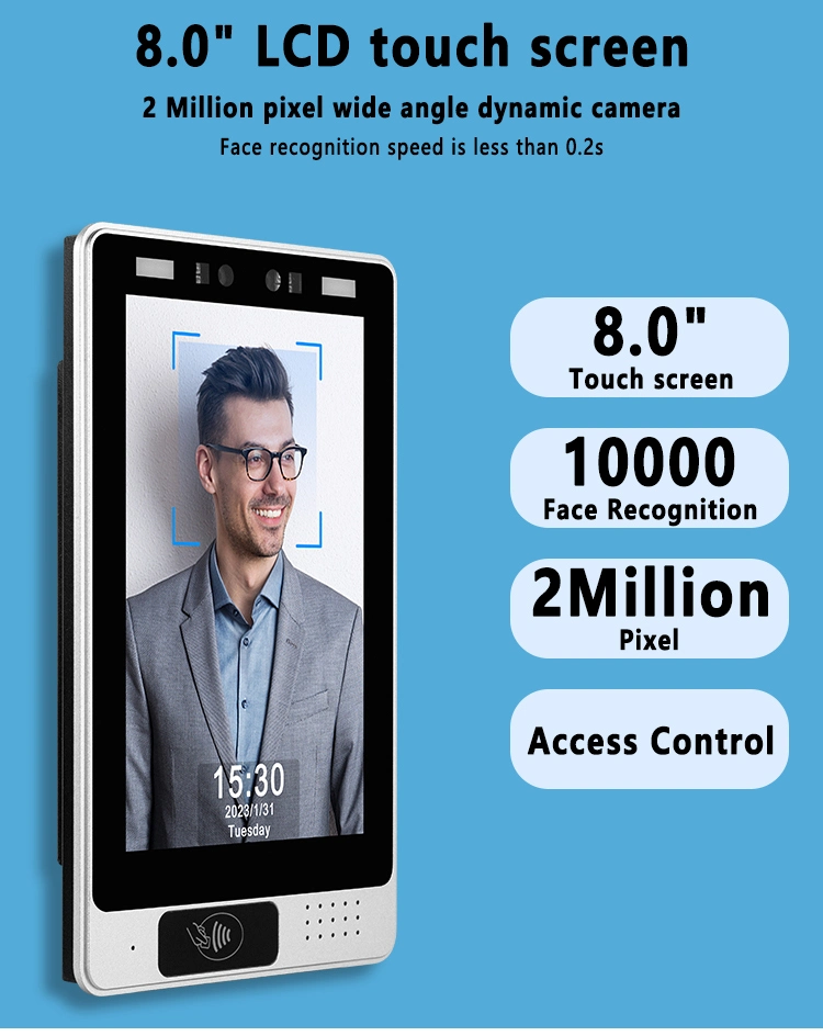 8&prime;&prime; Smart Home Facial Recognition Embedded in Wall Android Touch Screen Monitor with NFC Reader