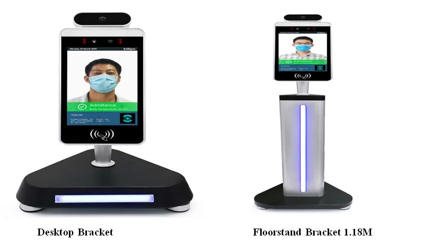 8 Inch Temperature Thermometer Kiosk for Facial Recognition Access Control System Qr Code Scanner