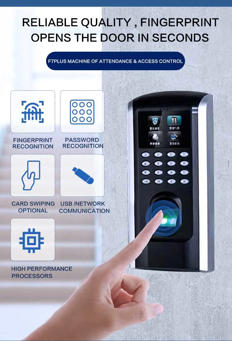 Reliable Fp06 F7plus Attendance Access Control Machine of LCD Display Numeric Keyboardintegrated 80 Character