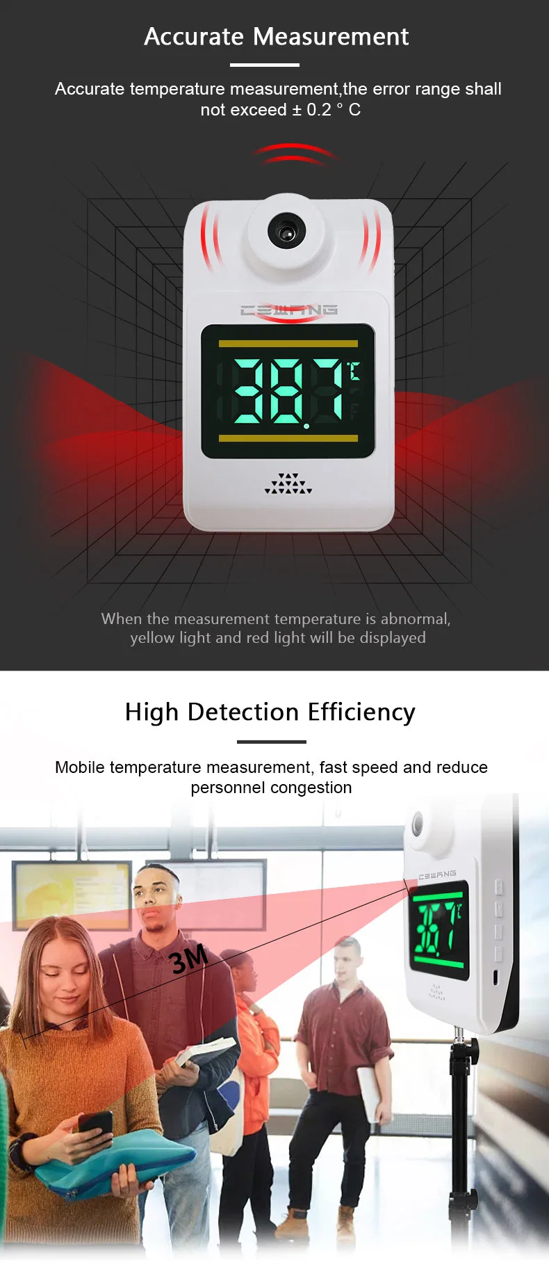 Lightweight Portable Temperature Screening Tablet for Quickly Screens Passing People