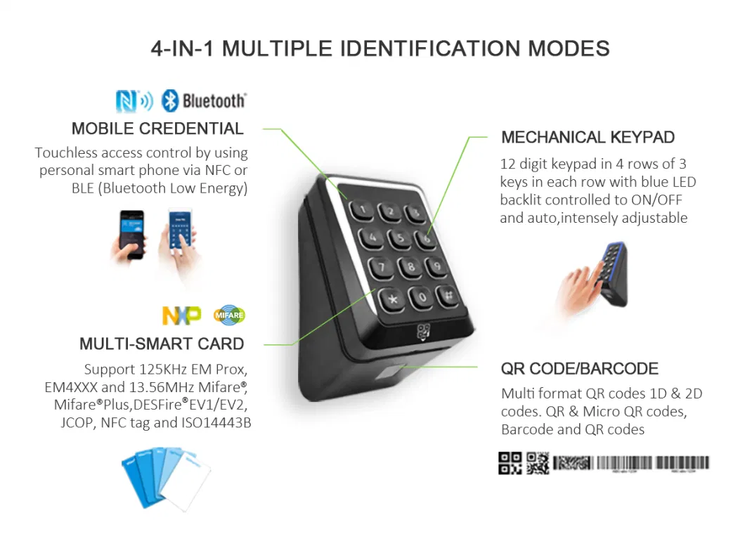 CT9 NFC BLE RFID Entry System Biometric Device Wireless Time Attendance Machine with Qr Code Reader