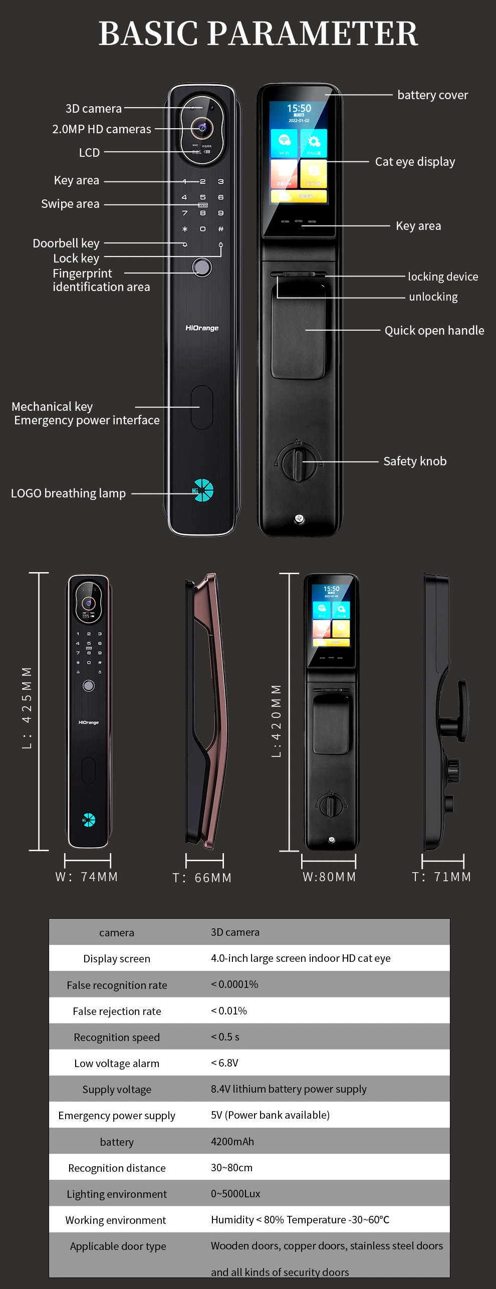 New Design X10dl 3D Face Recognition Smart Door Lock