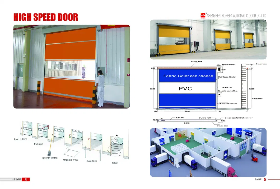 Customized Fingerprint Swip Card Fast Rolling Shutter Door