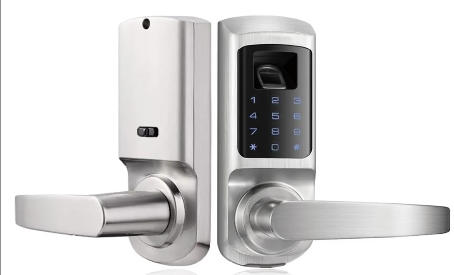 Zinc Alloy Silver Smart Door Lock, IC Card/ Password/ Fingerprint Recognition/ Mechanical Open, Special Design for Wooden Door